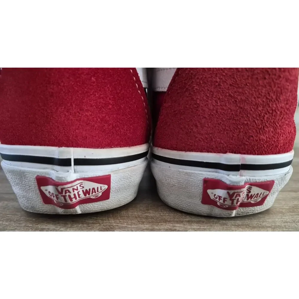 Vans Sk8- Hi Red/ True White Canvas Suede Skate Shoes Sneakers Size 7.5 Women's